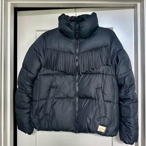 Scotch and Sofa Fringe Puffer Jacket, Black, XS